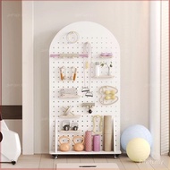 Mobile Pegboard Shelf Floor Yoga Mat Fitness Equipment Storage Organizer Vertical Floor Standing Pul