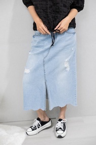 刷破A字牛仔裙 藍色