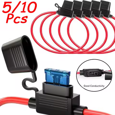 5/10Pcs Car Waterproof Fuse Box Mini Blade Adapter Line Cutoff Switch Socket 14AWG for 2V 30A Car Mo