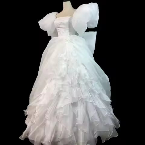New Arrival Giselle Cosplay Costume White Ball Gown Fancy Wedding Dress For Adult Women Halloween Pa