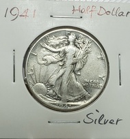 (罕有早期美國老銀幣) 1941年 美國行走女神半圓銀幣   Walking Liberty Half Dollar  90% Silver  含90%純銀  細節清晰
