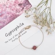 14K包金 草莓晶 天然水晶 極簡 極細 客製化 手鏈 手鐲