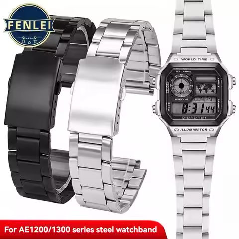 Solid Stainless Steel Strap for Casio A158 A159 A159W-N1/A158WA/A168 AE-1200 AE1200/1300 W-216 f91w 