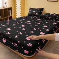 1pc Fashionable Pink Bow Pattern Fitted Sheet, Dust Cover, Bed Cover Suitable For Double, Full, Quee