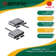 Datronic USB-C to Multiport Dock - HDMI, VGA, USB 3.0, PD 80W