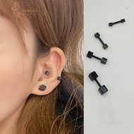 Roselife 2 PCS Unisex Hypoallergenic Stainless Steel Small Cubes Dumbbell Stud Earrings for Women Men Waterproof Minimalist Piercing Ear Bone Clip Cartilage Earring Jewelry