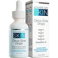 Admire My Skin Vitamin C Gua Sha Oil for Face - Organic Facial Oil for Glowing Skin with + Argan & R