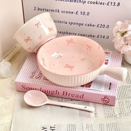 Lovely Bow-Shaped Porcelain Bowl Set of 3 PremiumPieces Type 1 - Cute Ceramic Rice Bowls, Noodles, S