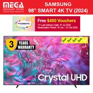 SAMSUNG UA98DU9000KXXS 98" CRYSTAL UHD 4K DU9000 SMART TV / Free wallmount + $400 Mooments Vouchers