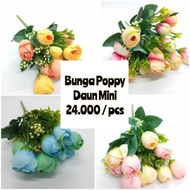 Bunga Poppy Mini Bunga Mawar Kuncup Bunga Mawar Artificial Bunga Mawar