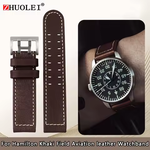 For Hamilton Khaki aviation Watch H77616533 H70615733 Watch Strap Genuine Leather jazz field Men Wat