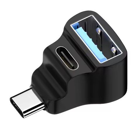1 To 2 USB-C To USB-C USB-A Adapter 20Gbps USB-C Male To USB-C USB-A Female Adapter 8K 60HZ 180 Degr