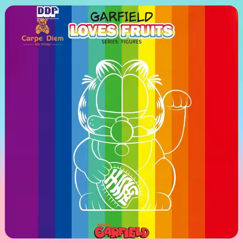 Original Zcwo Garfield Loves Fruits Series Figures Trendy Blind Box Anime Peripheral Lucky Cat Ornam