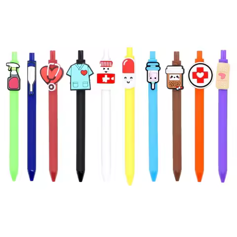 6/10/12x/Set Retractable Ballpoint Pen Funny Nurse Pen Smooth Writing Pen 1.0mm Pen for Doctor Medic