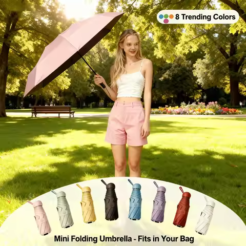 Mini Foldable umbrella UV protection Mini Sun Umbrella dual use portable box to store sunshade umbre