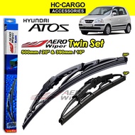 Hyundai Atos Aero Wiper (AW) Blade 1 PAIR ECONOMY TWIN Set  (U-Hook Type) (16'/20') 1PAIR