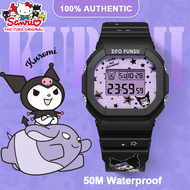 (42 มม.) นาฬิกา Sanrio Kuromi ของแท้ 100% สำหรับเด็กผู้หญิงพร้อมนาฬิกาดิจิตอลแบ็คไลท์กันน้ำกันกระแทกของขวัญวันเกิดของขวัญคริสต์มาส 8611