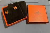 Hermes Mini pop H 耳環橙色併銀