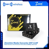 Zimmlink ZCF-114F Media Converter 1 Port FO SC and 4 Port LAN 10/ 100mb