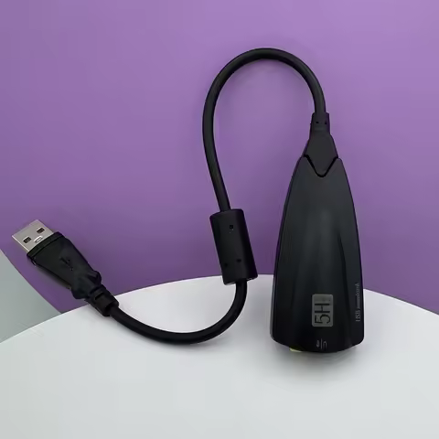 External USB Sound Card 7.1 Adapter 5HV2 USB to 3D CH Sound Antimagnetic Audio Headset Microphone 3.