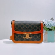 TW4868 Celine Classic Triomphe in Triomphe Canvas and Calfskin Tan