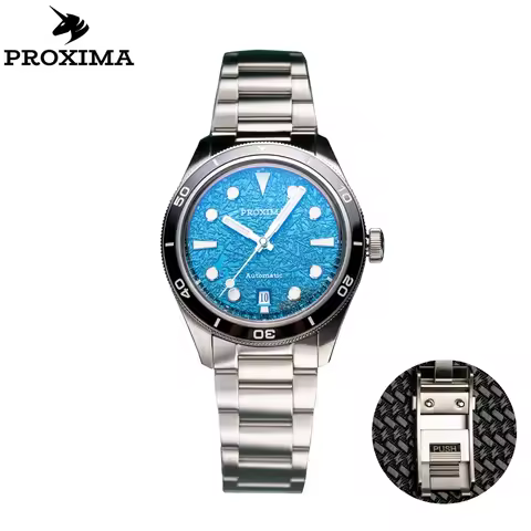 Proxima PX1697-2BN 39mm Men Watch Ice Flower Texture Dial Bubble Sapphire PT5000 Automatic Mechanica