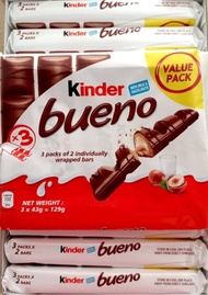 🇵🇱 Poland Kinder Bueno Value Pack Chocolate with Milk &amp; Hazelnut T2 x 3pack (129g)