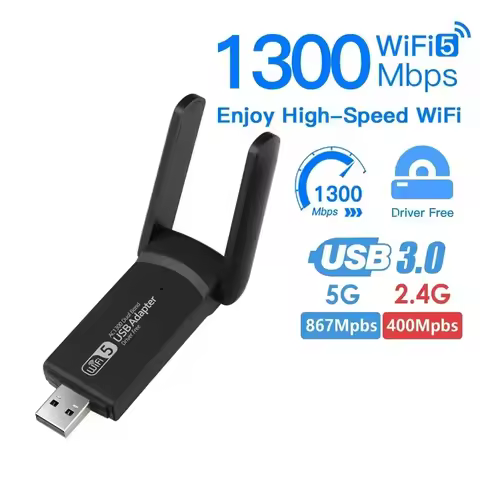 1300Mbps USB3.0 WiFi Adapter WiFi 5 Ethernet Network Card Dual Band 5G 2.4G USB WiFi Dongle for PC L