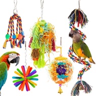 5 Pcs Colorful Bird Chew Toys - Hanging Foraging Toys for Parrot, Parakeet, Cockatiel, Budgie