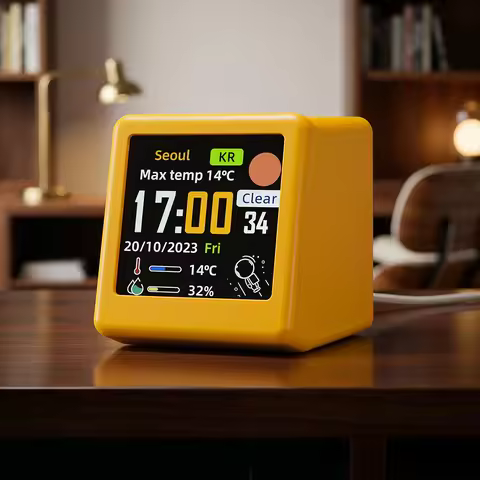 Mini WiFi Desktop Weather Digital Clock Station IPS LCD Screen Gadget for Decor WiFi network automat