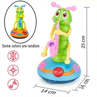1pcs Childrens Electric Caterpillar Saxophone ToysDancing Saxophone CaterpillarLED Light Caterpillar