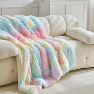 【Super low price】Double Mink Fleece Lamb Fleece Cotton Blanket Coral Fleece Ice Cream Long Hair Blan