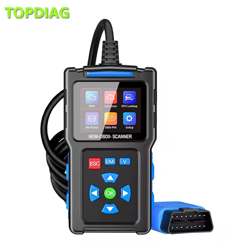 Topdiag T200 OBD2 Scanner I/M Status Code Reader Mode 6 Mode 8 Scan Tool ECU Info Live Data O2 Senso
