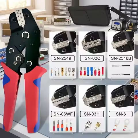 SN-58B 2549 2546B Crimping Pliers, Multifunction Terminal Crimper for Dupont JST MOLEX Ferrules Butt