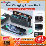 【New】aMagisn Insta360 ONE X3 fast charging power bank charger (7710 mAh) + original battery (1800 mAh) action camera accessories