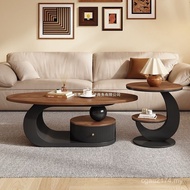 Coffee Table Combination Light New Style Modern Living Room Tea Table Cream Luxury Oval Style Househ