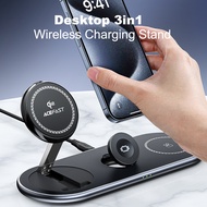 ACEFAST E19 3in1 Magnetic Wireless Charger Station for Phone 15 14 Pro Max 12 13 Mini Desktop Fast C