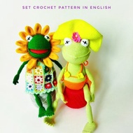 數碼 套两个Kermit青蛙钩针图案