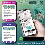 (New Stock) BeONE Mobile Sim 250GB / 150GB Full Hotspot