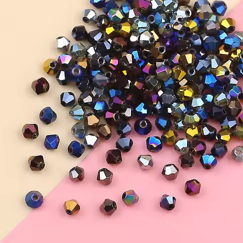 Electroplated colored Austrian tapered crystal beads 4 mm 100 crystal glass loose beads jewelry DIY