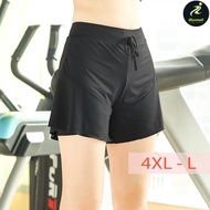 (4XL-L) กางเกงวิ่งขาสั้นผู้หญิง ไซส์ใหญ่ คนอ้วน สาวอวบ พลัสไซส์ กางเกงออกกำลังกาย มีซับใน 2-in-1 iRu