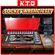 24Pcs Spanner Ratchet Socket Wrench Set Box Hand Tools Ratchet Spanner Set Soket Spanar