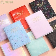 MAYWI 2024 Agenda Book, with Calendar Pocket Diary Weekly Planner, High Quality Dazzling Colorful A7 To Do List English Notepad Students