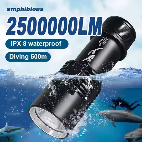 Diving flashlight charging strong light XHP70 focusing long flashlight waterproof night diving light