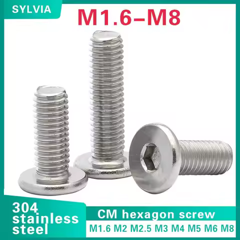 5/ 10/ 20/ 50pcs Cm M1.6 M2 M2.5 M3 M4 M5 M6 M8 304 Stainless Steel Hex Socket Ultra Thin Super Low 