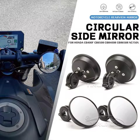 Motorcycle Accessories Round Rearview Mirror Adjustable 360° Wide Angle Mirrors For HONDA CB400F CB6