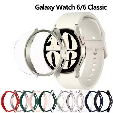 Glass+Case for Samsung Galaxy Watch 6 40mm 44mm Accessories PC Frame Protective Bumper galaxy Watch 