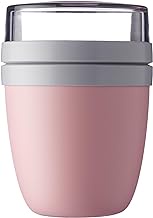 Rosti Mepal ELLIPSE Duo Reusable Meal Prep Lunch Pot, Nordic Pink