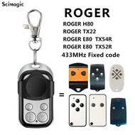 1/2pcs ROGER H80 / TX22 / E80 TX54R / E80 TX52R Garage Door Remote Control 433.92MHz Fixed Code Tran