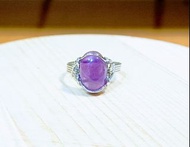 ［呼嚕貓］天然蛋面紫水晶戒指(#2102)